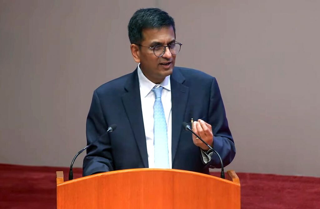 Outgoing CJI DY Chandrachud delivering his farewell speech